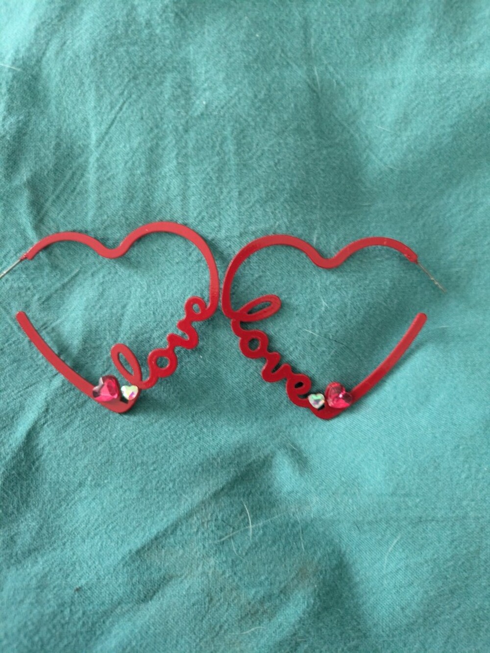 Red 'Love' Heart Statement Hoop Earrings Valentine's Day